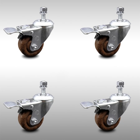Service Caster 3 Inch SS High Temp Glass Filled Nylon 1/2 Inch Stem Caster Set Total Lock Brake SCC-SSTSTTL20S314-GFNSHT-121315-4